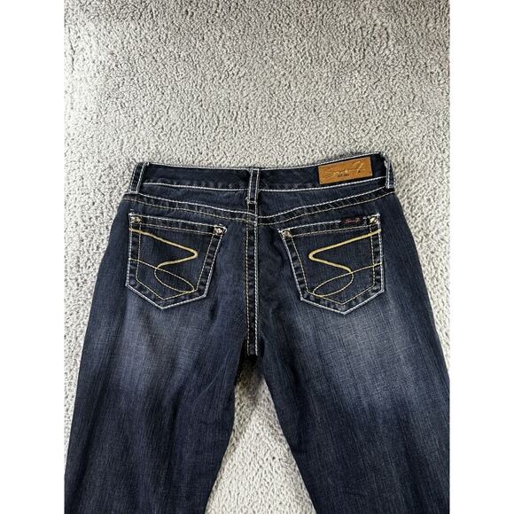 Seven 7 Jeans Women 31 Low Rise Flare Leg Thick Stitch Western Festival Y2K - Picture 8 of 10